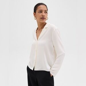Theory Women's Cream Button Down Blouse